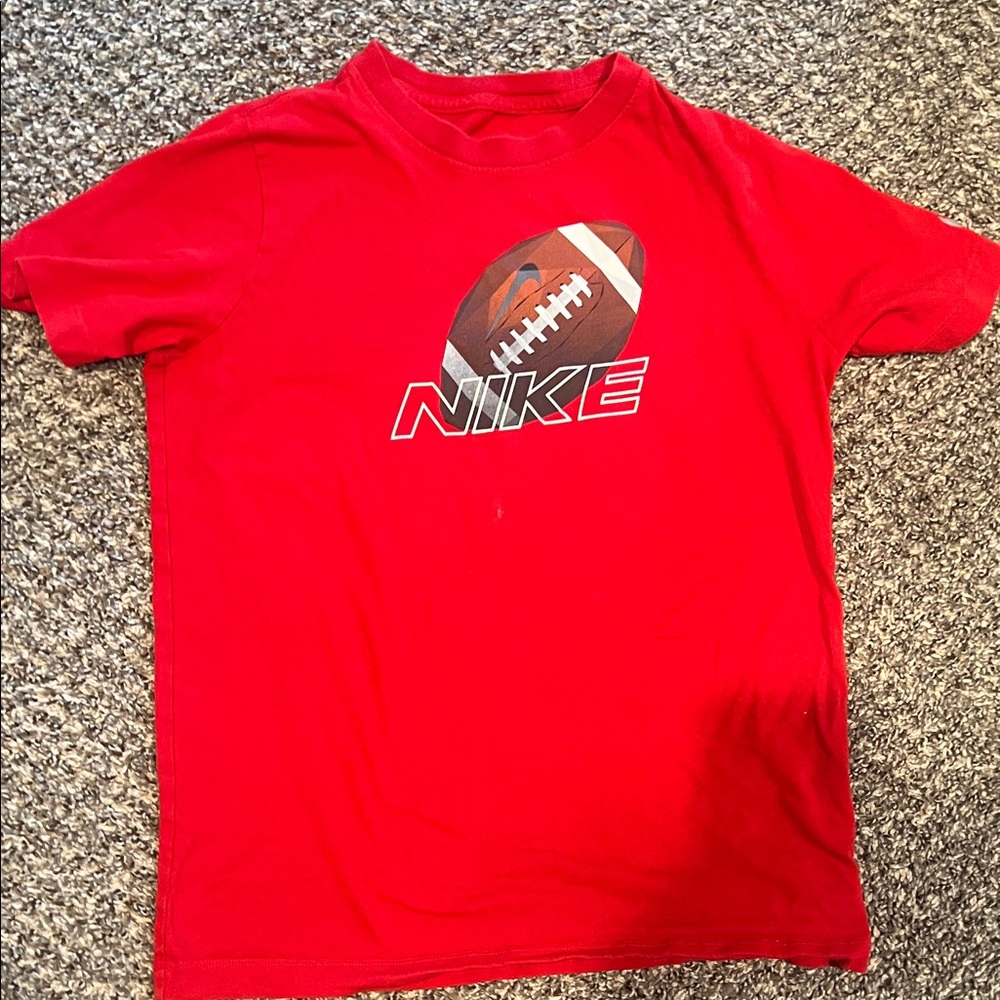 Nike Red Short Sleeve Tee with Football Graphic- unisex
